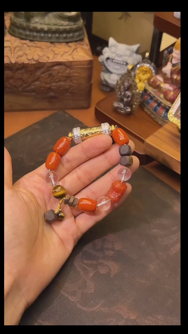 泥塑绿度母管子手链11111