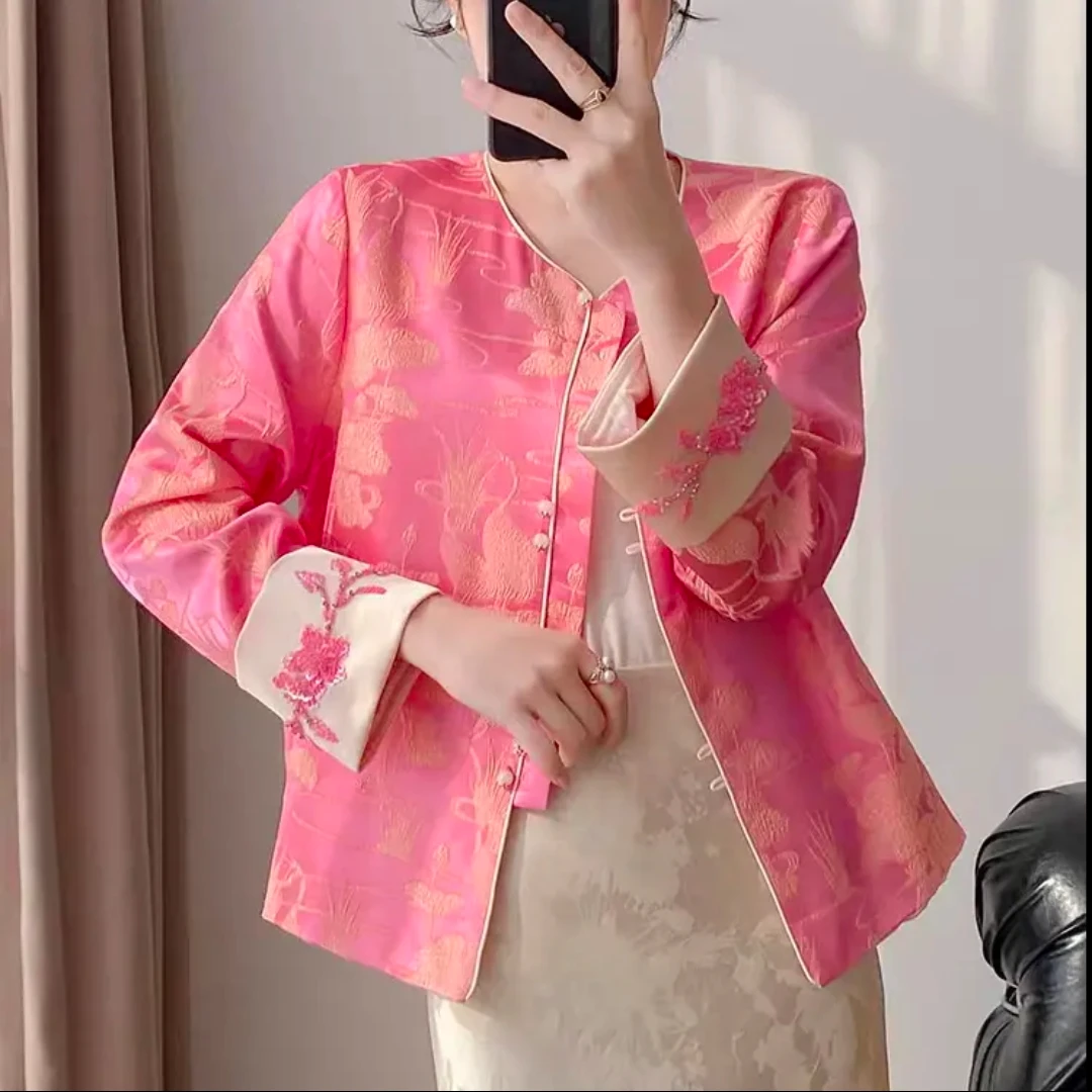 幂幂同款短款时尚新中式重工刺绣洋气气质百搭国风提花外套上衣