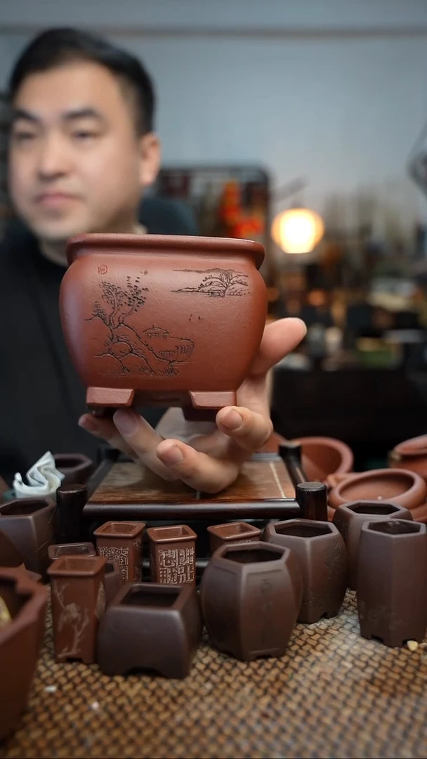 紫砂花盆匆**客長木軒精品紫砂