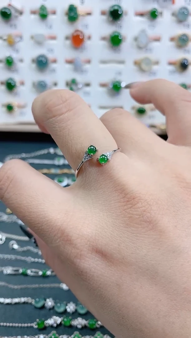 银S925镶嵌戒指翡翠天然翡翠