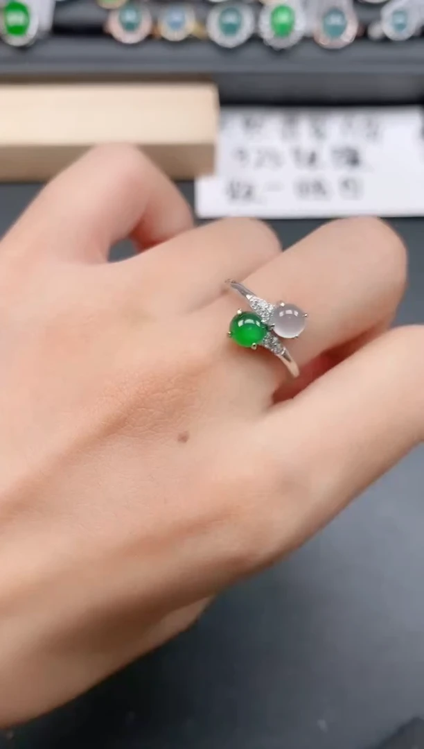 银S925镶嵌戒指翡翠111