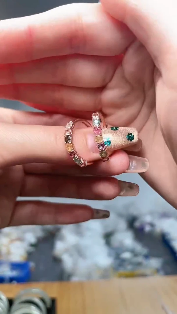 碧玺戒指银S925镶嵌（多样性单个发货）