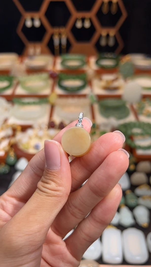 银S925镶嵌和田玉挂件放漏