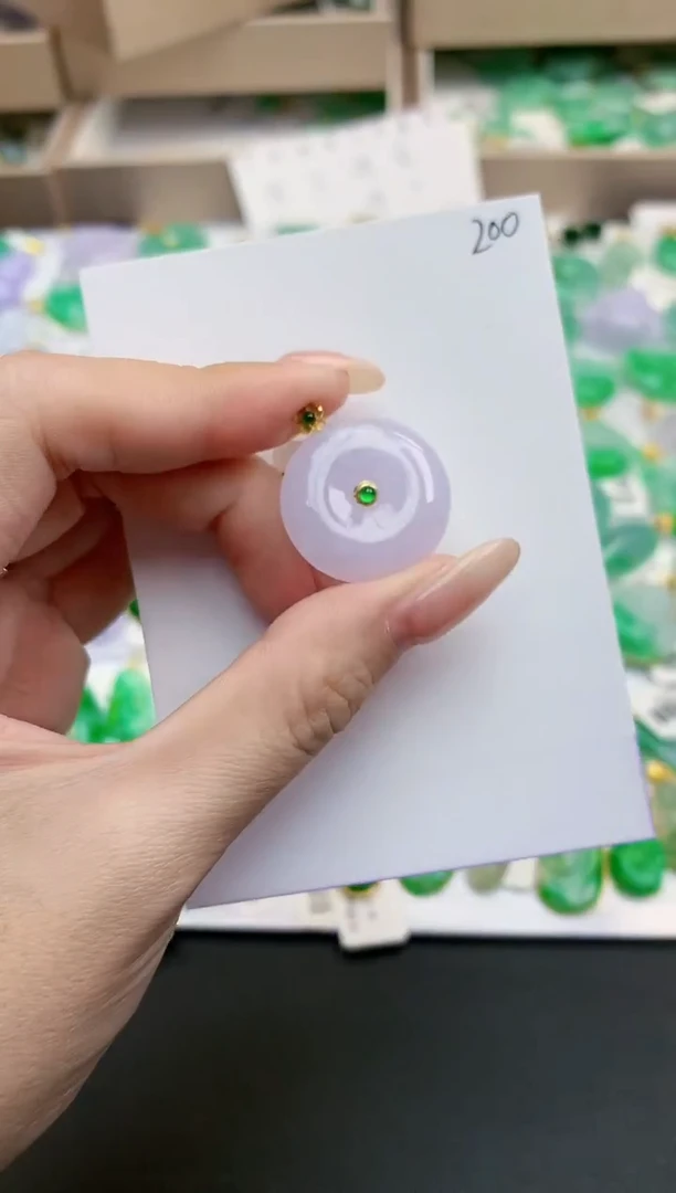 颈饰18K金镶嵌翡翠天然缅甸A货翡翠