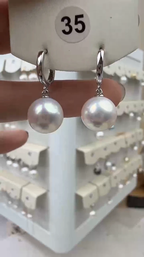 银S925镶嵌耳饰淡水珍珠阿**姐10-11mm耳扣