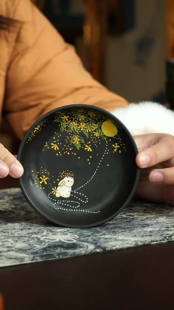 茶杯紫砂38号 桂花兔壶承 宜兴紫砂原矿作品