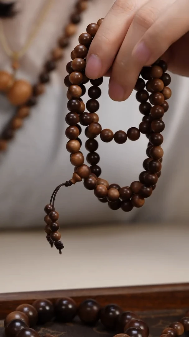 檀香木手串/手链老山檀香0.8圆珠多圈108颗全瑕疵供奉