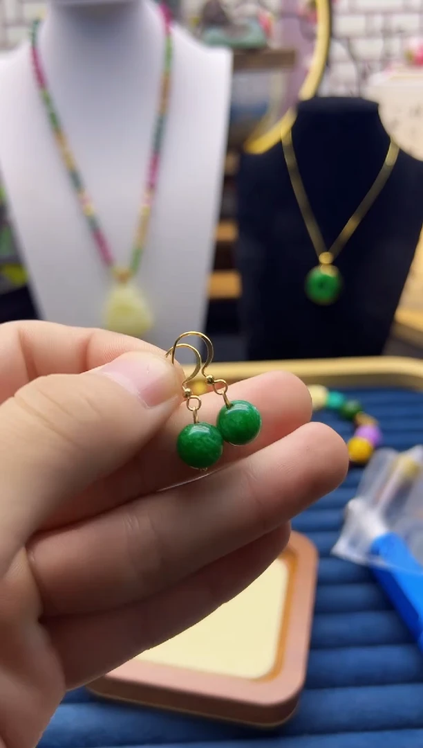 【闪购商品】翡翠耳饰14K金镶嵌E02