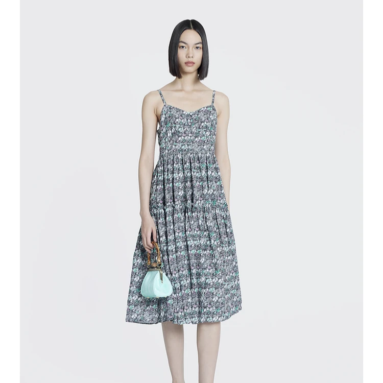 lulusle夏季新款提花复古吊带连衣裙DOB5057