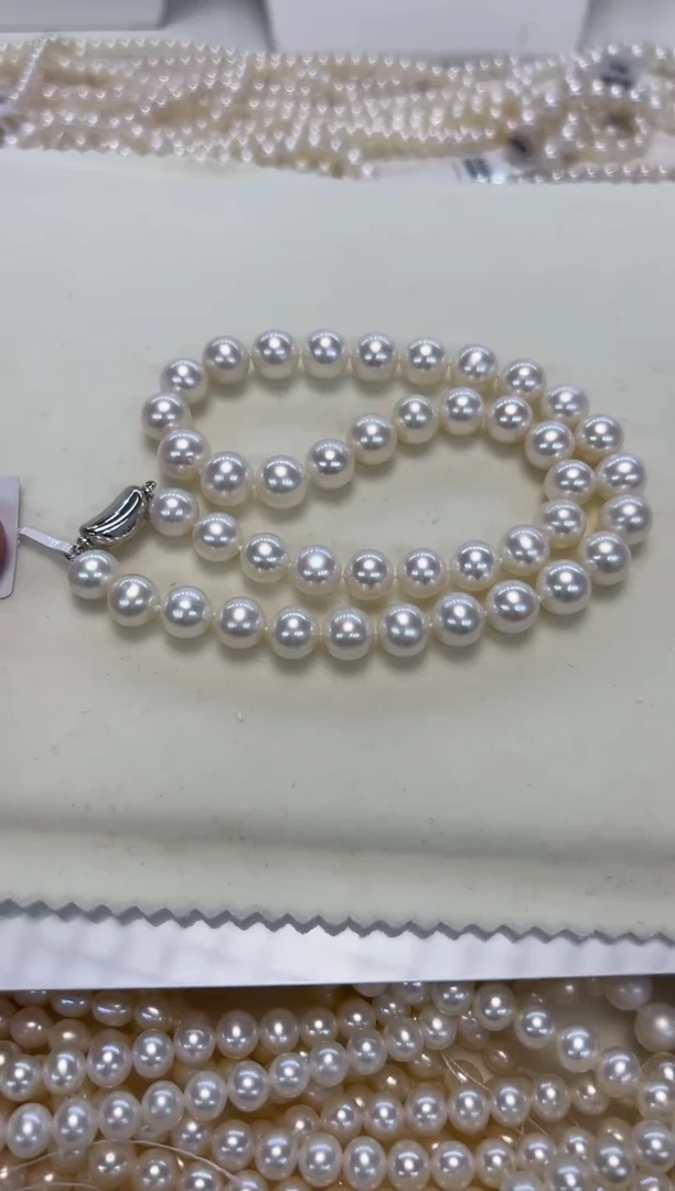 淡水珍珠银S925镶嵌颈饰小**?9.5-10.5无核白珠48长