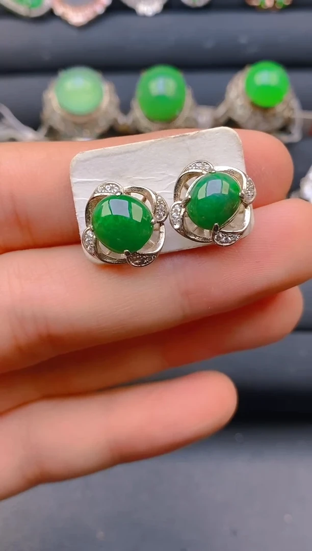 【闪购商品】翡翠戒指银S925镶嵌天然A货翡翠1