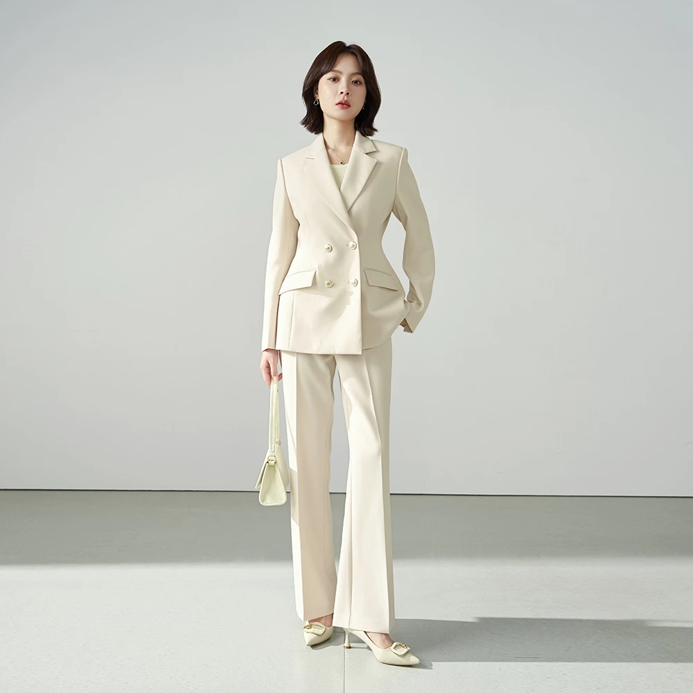 伯德小姐杏色西装套装女秋季面试职业正装高级感职场通勤西服外套
