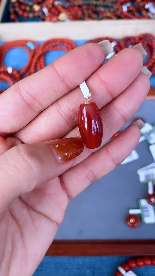 未镶嵌吊坠南红玛瑙N28凉山瓦西料桶珠吊坠