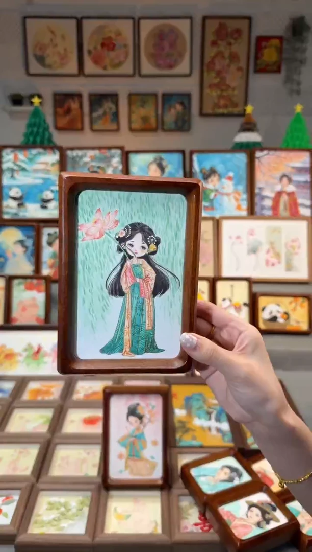国画荷花女孩 手绘国画6