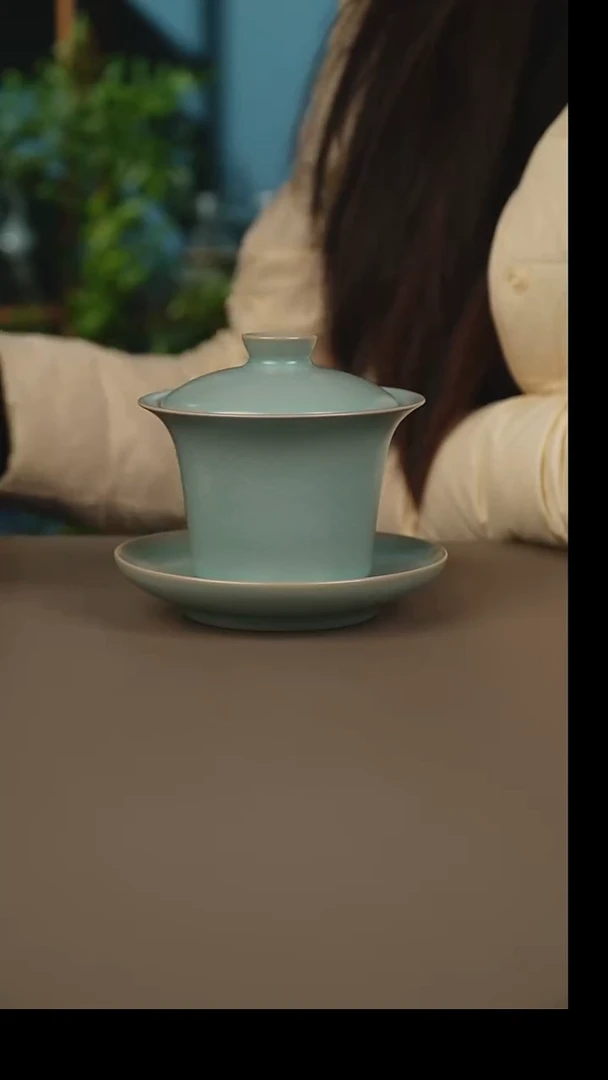 杯仿古马蹄盖碗微暇