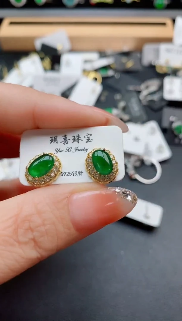 银S925镶嵌戒指翡翠1