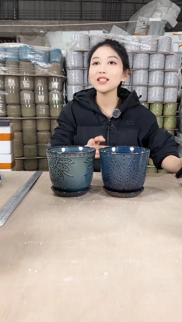 【闪购商品】陶瓷套二紫砂水滴蓝+太阳花15x13