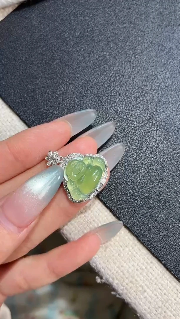 吊坠(不含链)银S925镶嵌翡翠吊坠