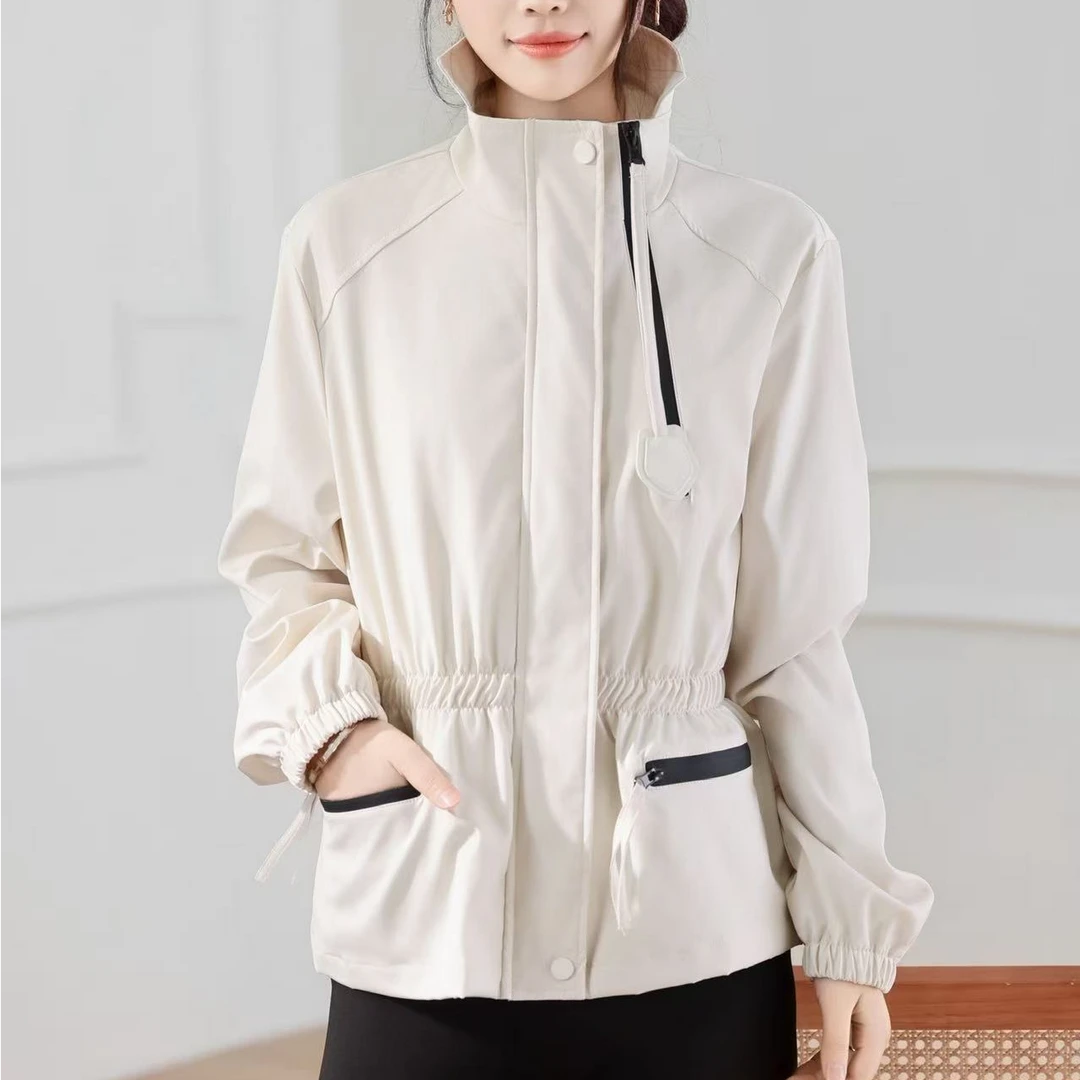 K3665 设计感撞色收腰冲锋衣外套宽松显瘦长袖夹克上衣 ZM-90121