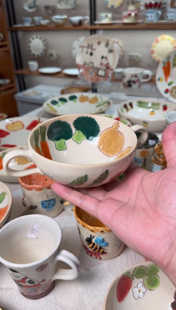 陶日本手作作家器taisei蔬菜双耳