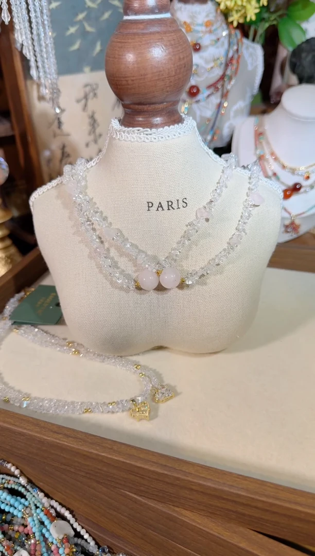 项链合金水晶白粉 63