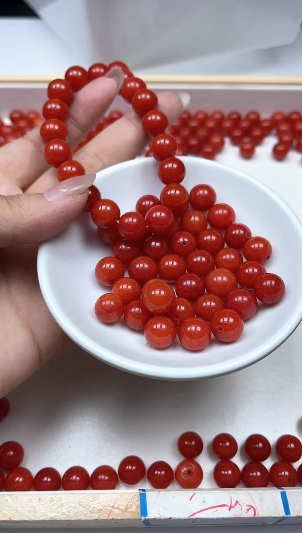 南红玛瑙散珠未镶嵌C634 柿子南红10mm20个12元