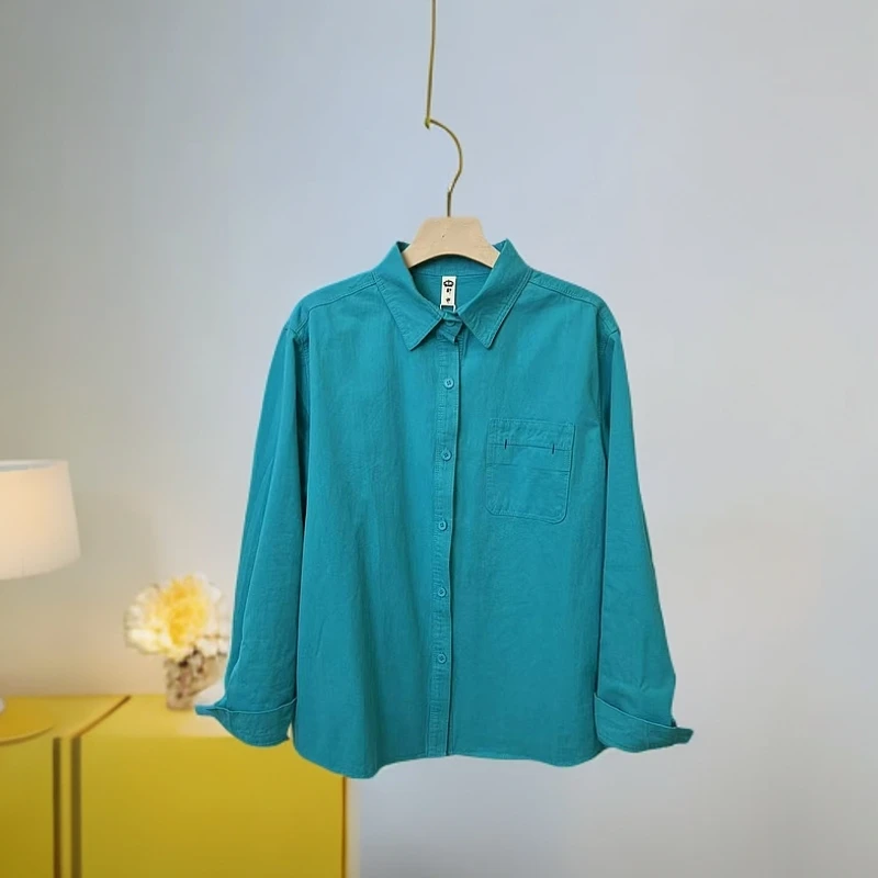 3829衬衫女款春季长袖时尚百搭简约潮流纯色长袖衬衫