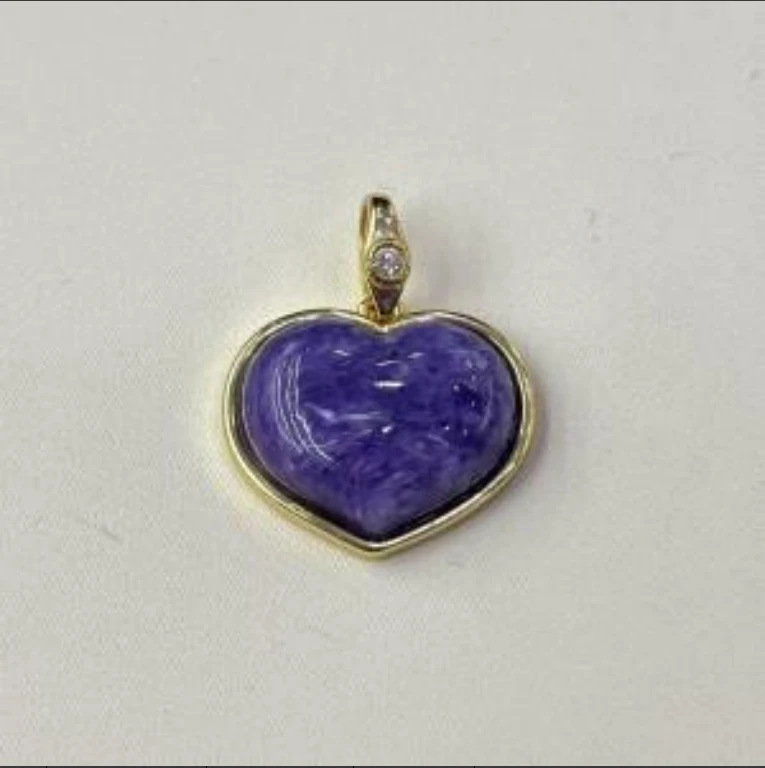 【央广】紫龙晶镶嵌吊坠 12.8*16mm小爱心  XQ0024-s925