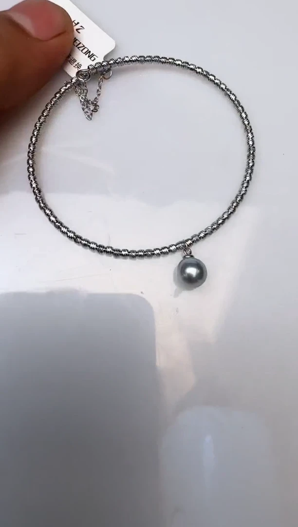 手镯银S925镶嵌海水珍珠手镯