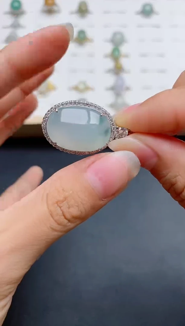 银S925镶嵌戒指翡翠1