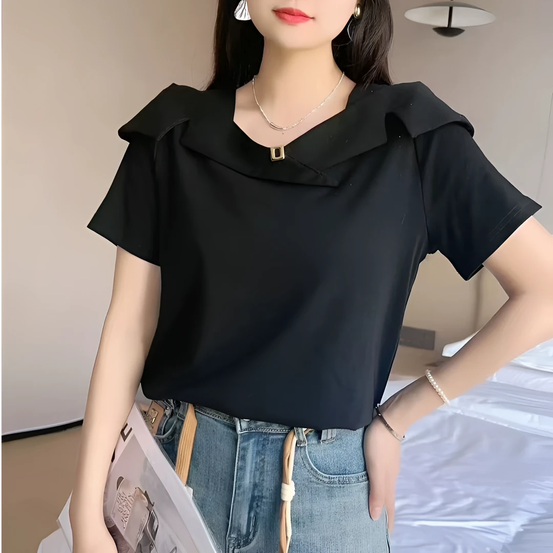 玲子家  6908  南韩娃娃领时尚显瘦上衣女