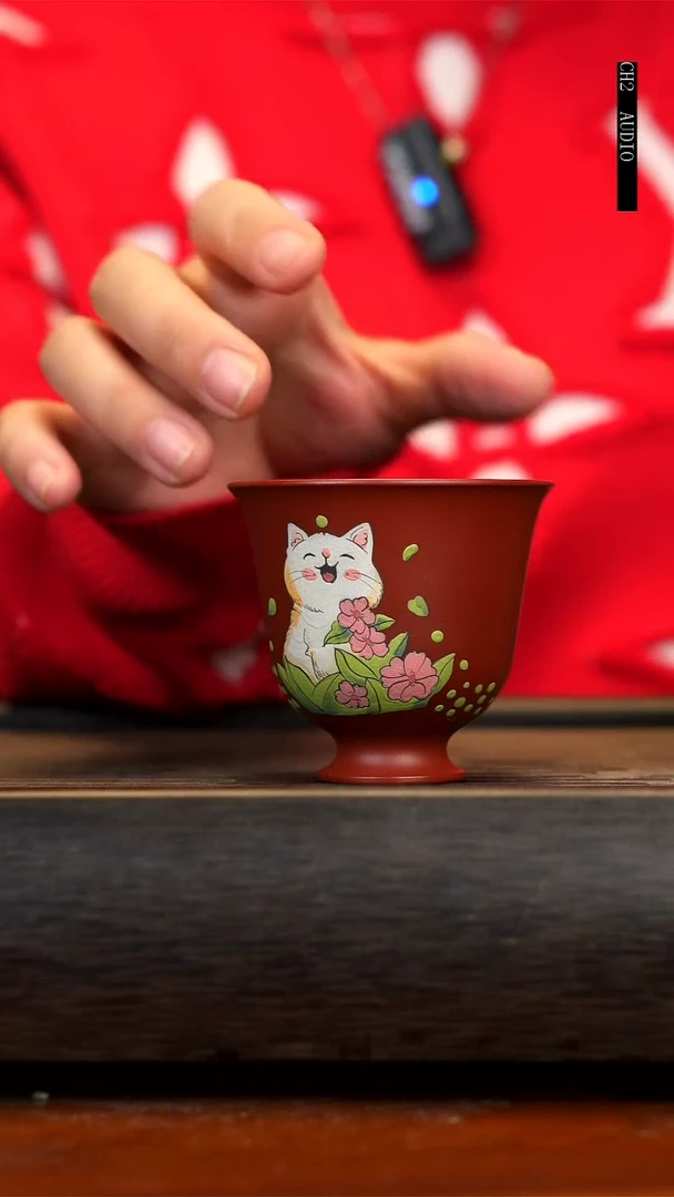 【闪购商品】紫砂茶壶大红袍高足猫咪杯