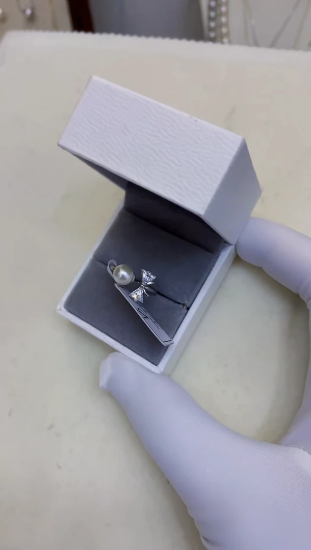 银S925镶嵌海水珍珠饰品设计款戒指