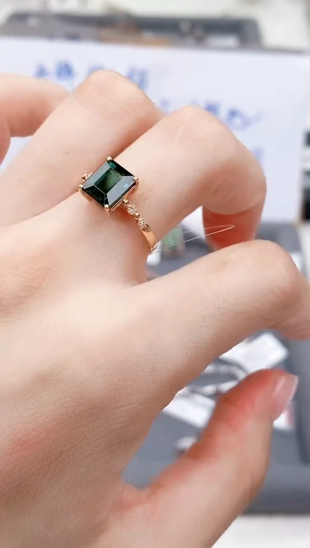 碧玺戒指18K金镶嵌高货14#