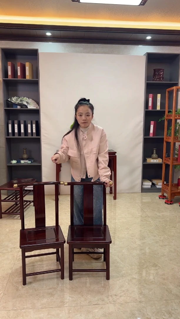 黑酸枝木类端景台南美黑酸枝靠背椅1对