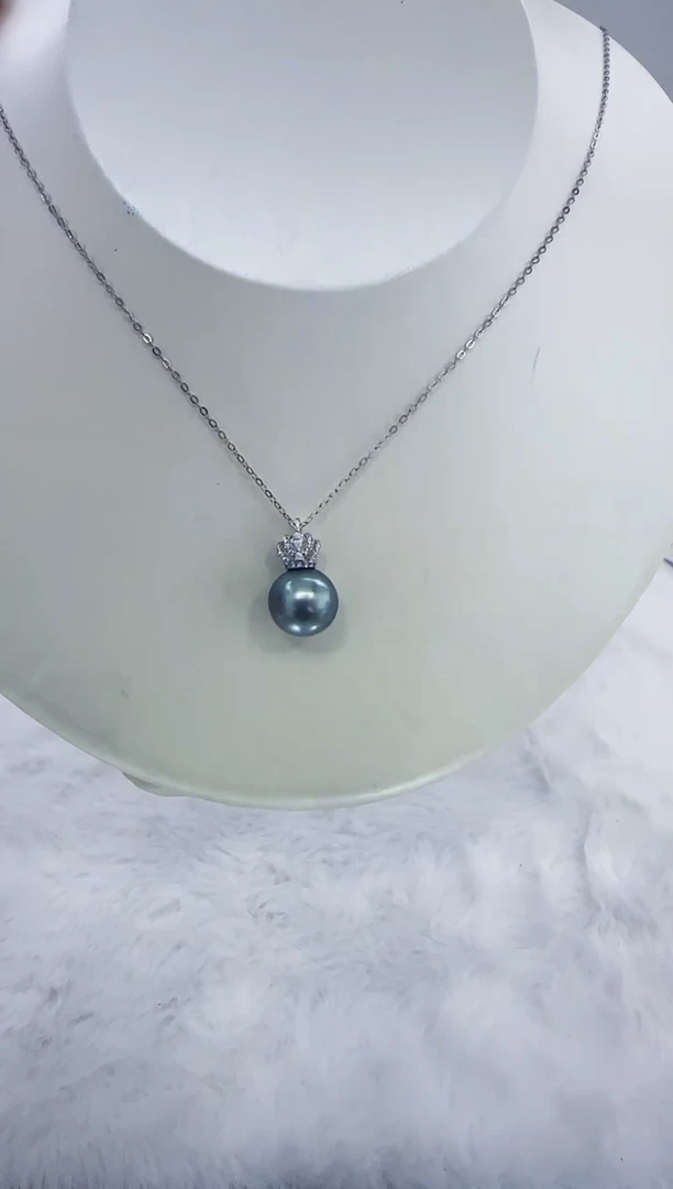 银S925镶嵌海水珍珠DA大溪地珍珠吊坠11-12  y369