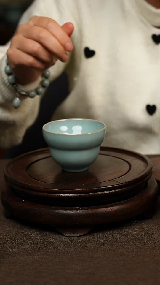 瓷片天青色葫芦杯100ml 微瑕 不带礼盒