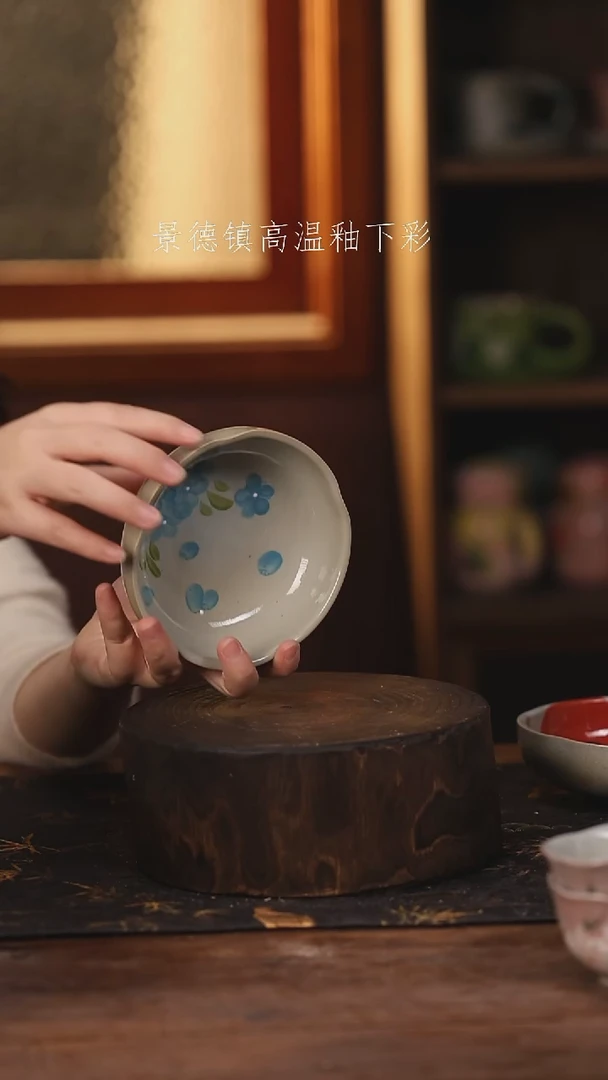 陶瓷 景德镇高温釉下手绘陶瓷@L810@