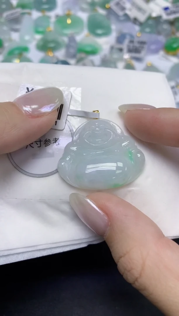 颈饰18K金镶嵌翡翠天然缅甸翡翠A货百元以上9元证书费自理