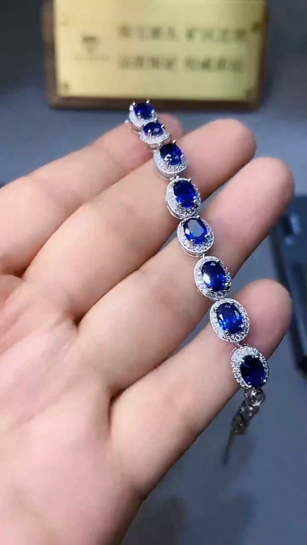 【闪购商品】蓝宝石手链银S925镶嵌354