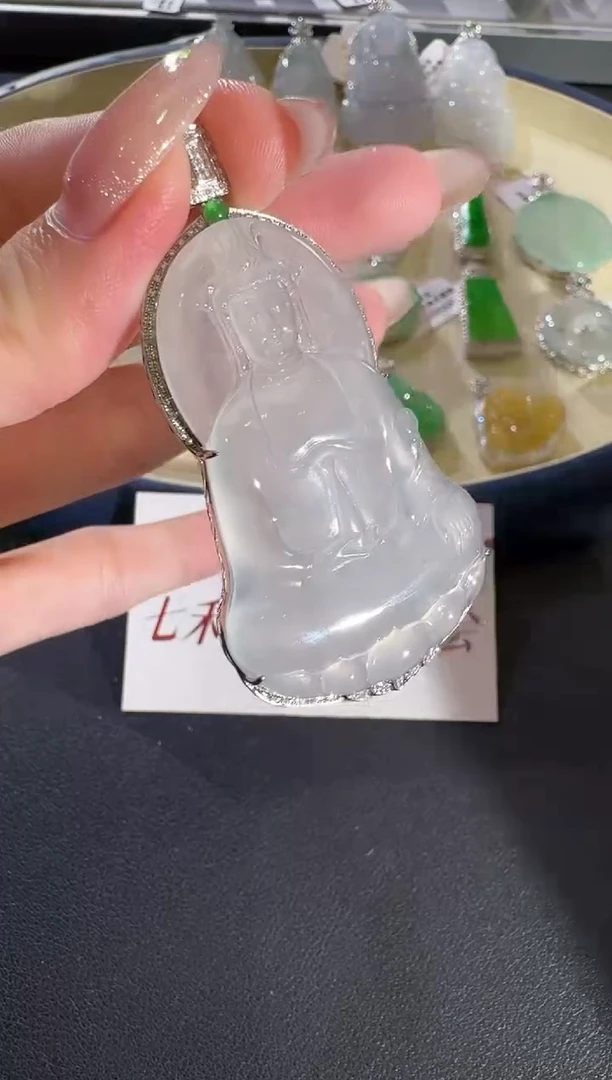 翡翠18K金镶嵌吊坠(不含链)【源头工厂】钻石镶嵌