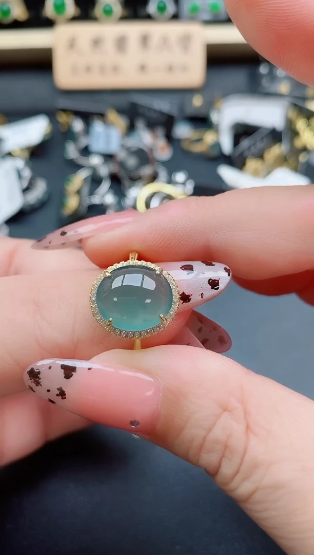 银S925镶嵌戒指翡翠1