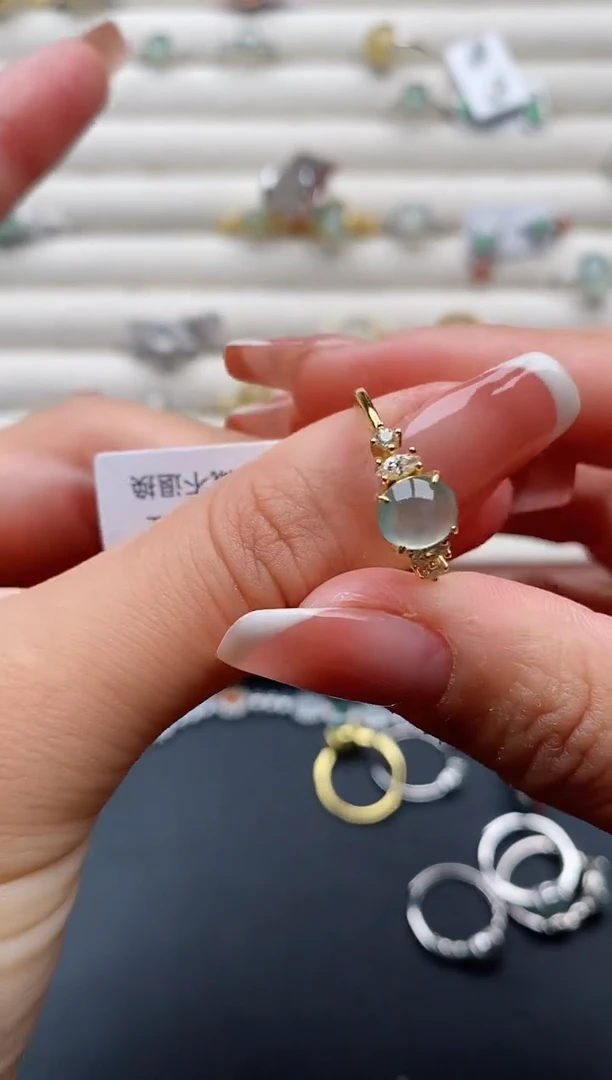 银S925镶嵌戒指翡翠3333333+7