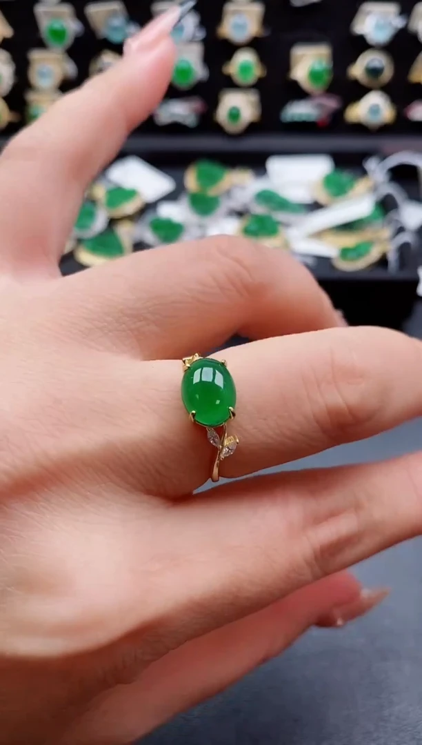 银S925镶嵌戒指翡翠1