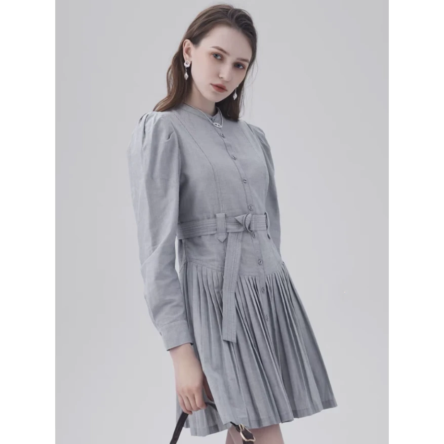 【Montendre】百褶M仙女裙百褶西装春季连衣裙裙子附腰带