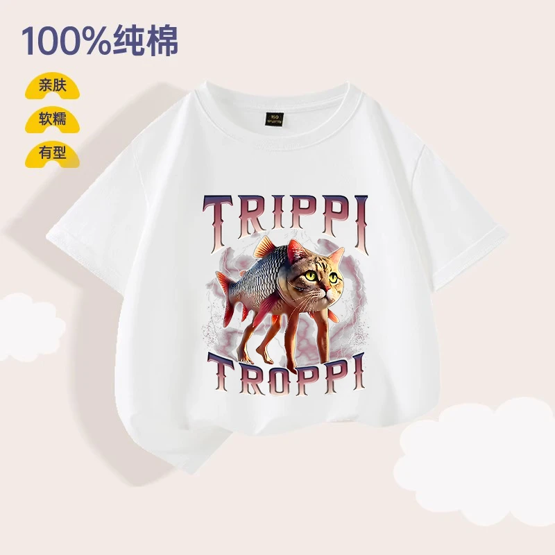 亲子装纯棉短袖洋气夏季女童男卡通动漫中性薄款中大童常规亲肤