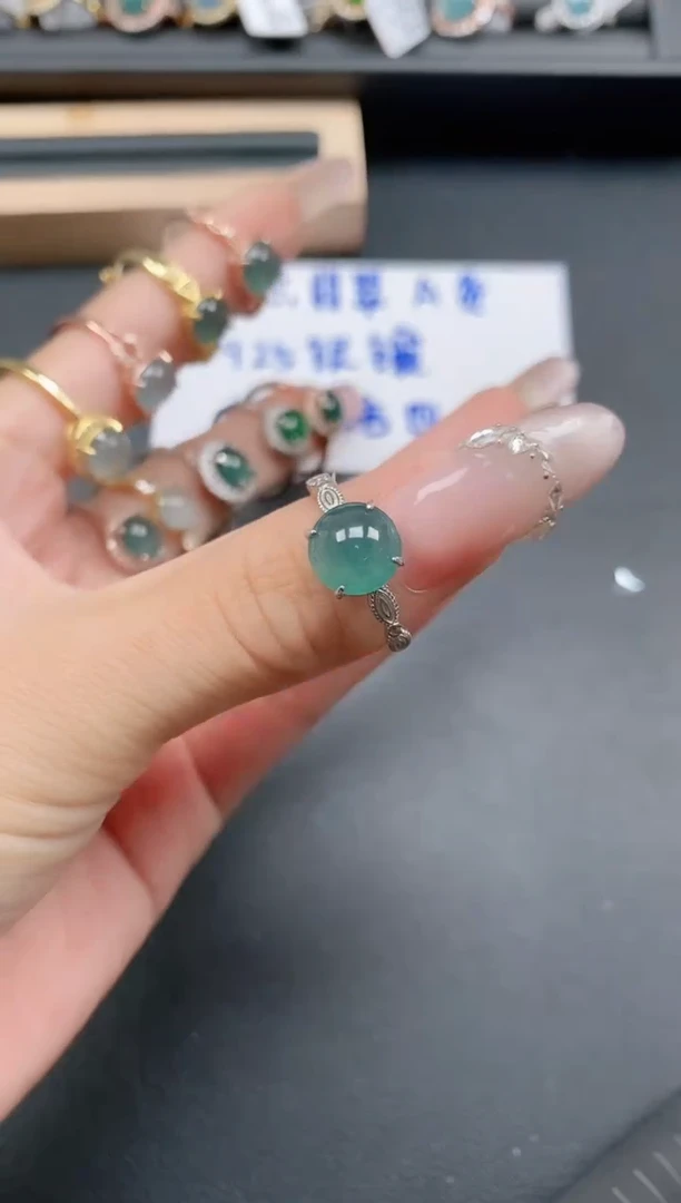 银S925镶嵌戒指翡翠1111111