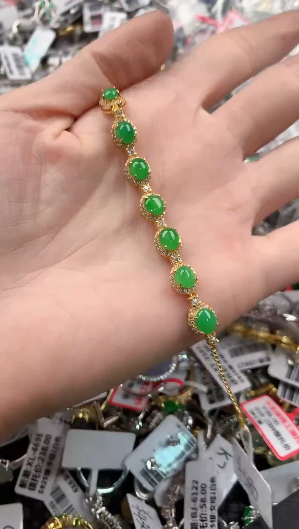 银S925镶嵌戒指翡翠444----0