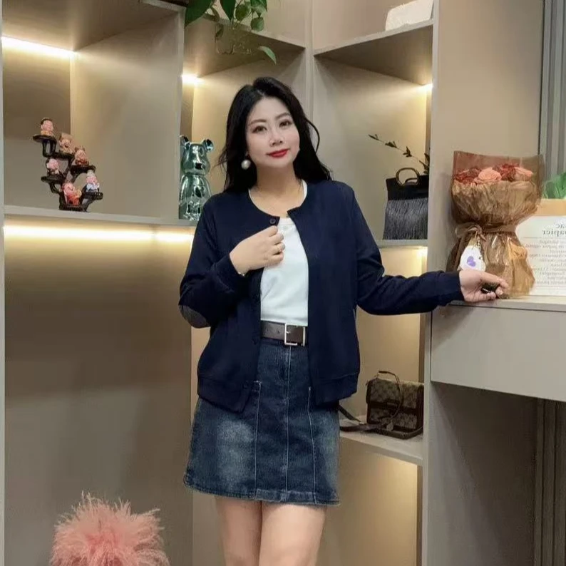 秋季外套-勾 2589秋季时尚大码百搭宽松纯色减龄休闲棒球服外套