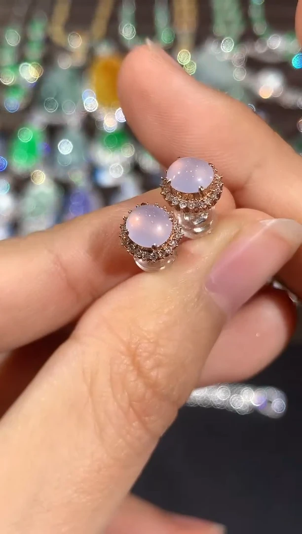 18K金镶嵌翡翠耳饰B71紫货有色差   多样性 一件发货